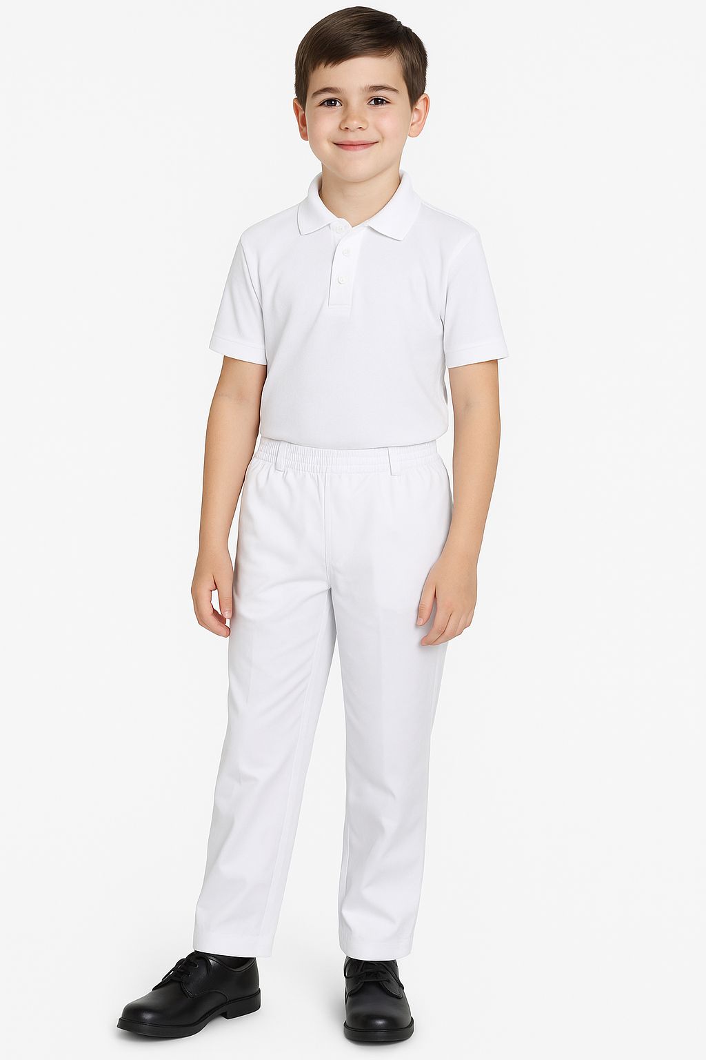 School Uniform Boys white Full Pant with Elastic Regular Fit