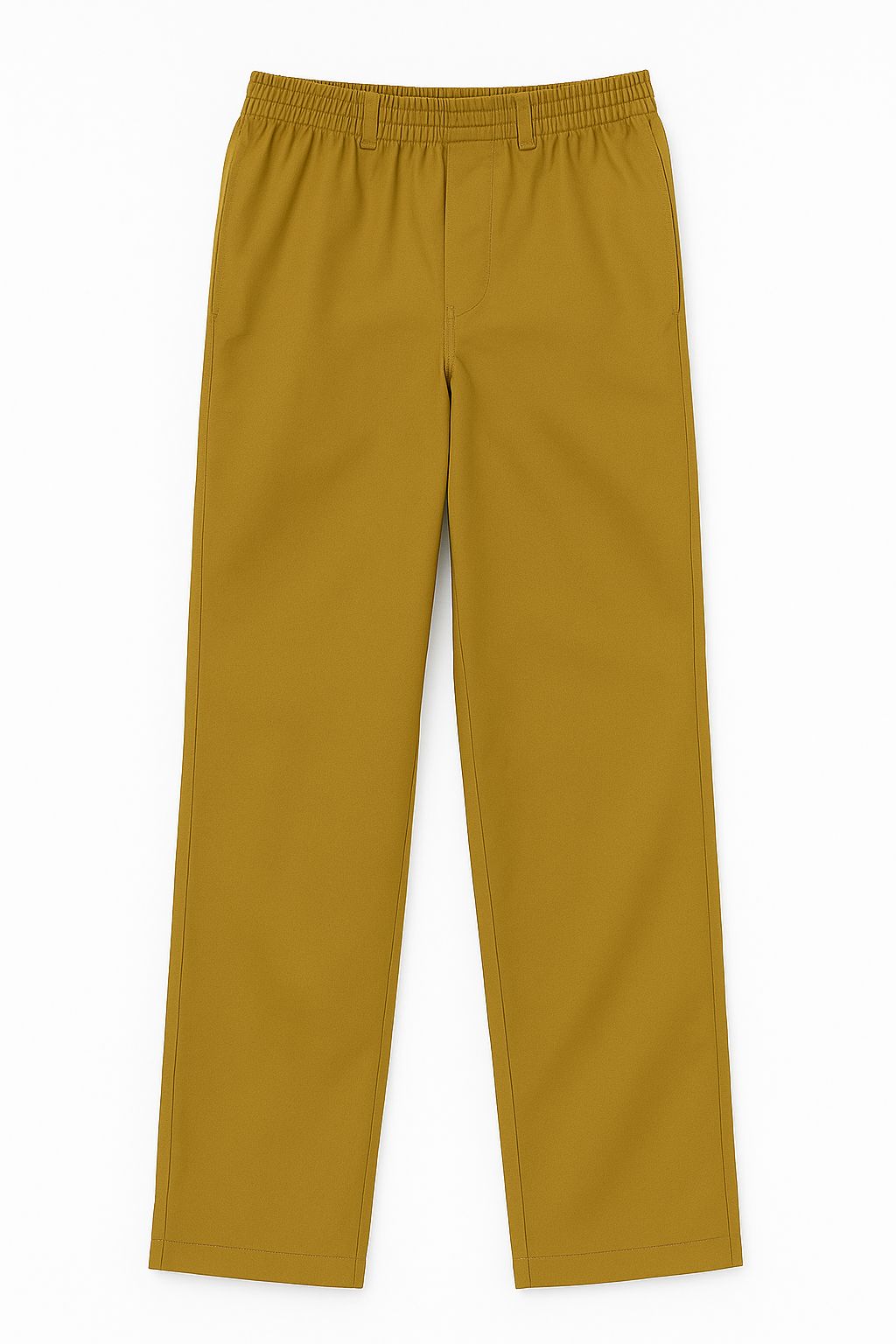 School Uniform Boys Mustard Yellow Full Pant with Elastic Regular Fit