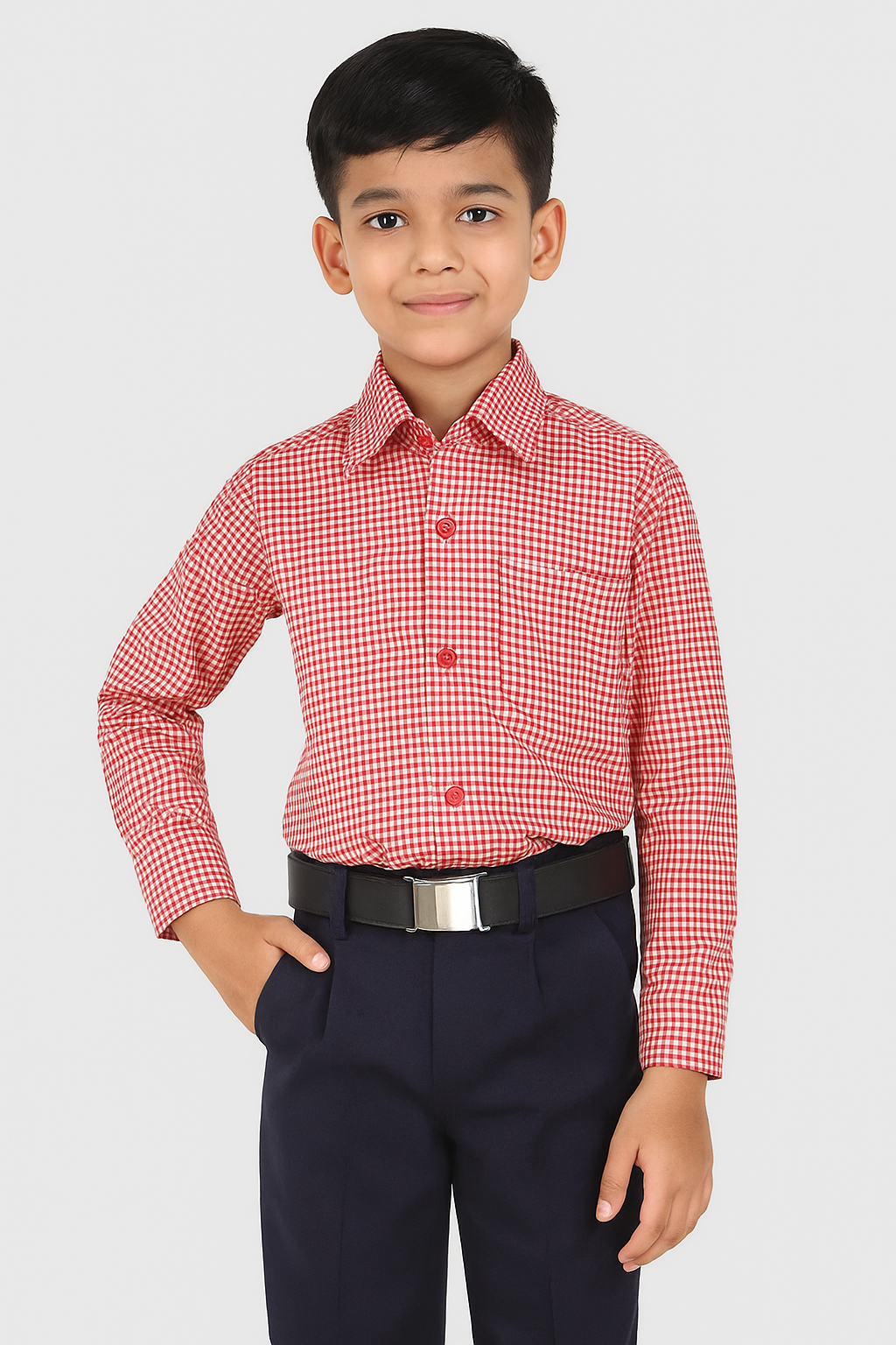 RED CHECK SHIRT SCHOOL UNIFORM