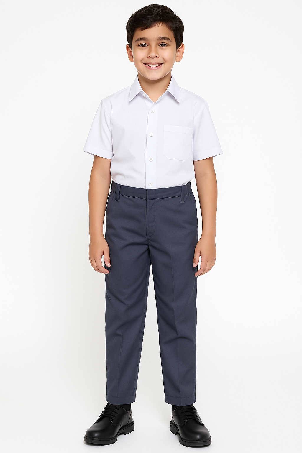 School Uniform Boys Grey Full Pant with Elastic Regular Fit.