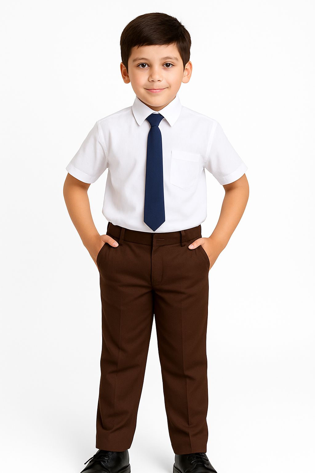 School uniform boys Brown full pant with elastic Regular fit