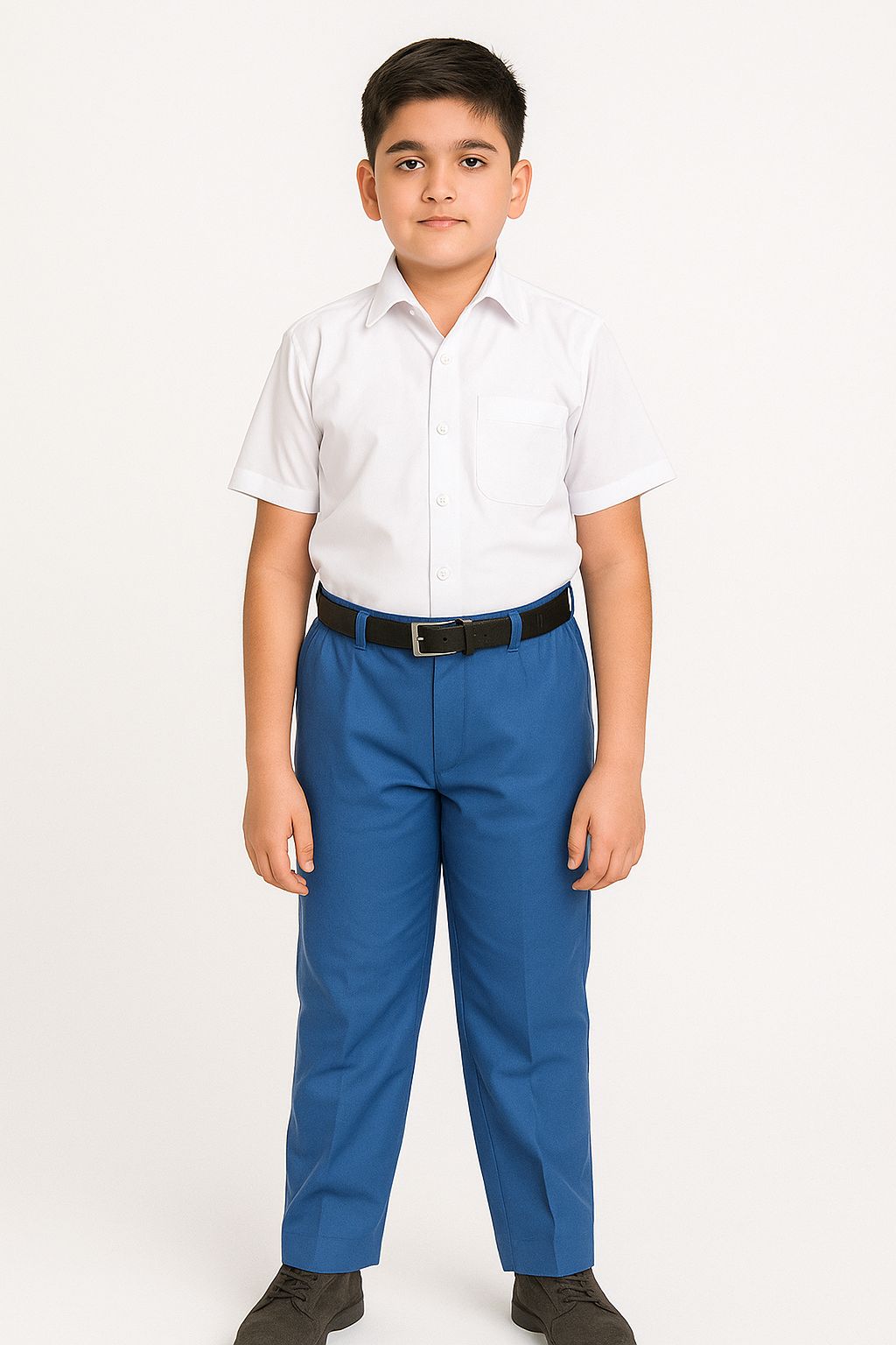 School Uniform Boys Blue Full Pant with Elastic Regular Fit